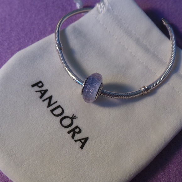1 Pandora Purple Shimmer Murano Glass Charm 791651 - Picture 1 of 5